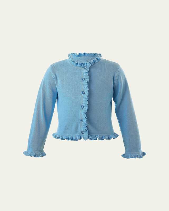 Girl's Frill Trim Cardigan, Size 2-10